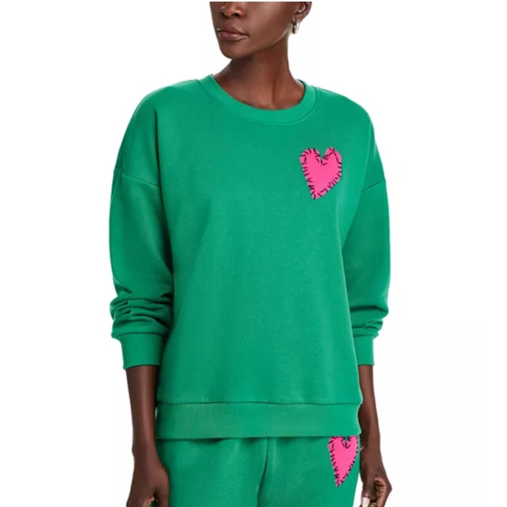Aqua x Kerri Rosenthal Crewneck Heart Patch Sweatshirt. Size XXL. - Picture 2 of 4